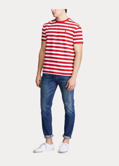 Playeras Polo Ralph Lauren Hombre Rojos / Blancos / Azul Marino - Classic Striped Jersey - PYQCH2359